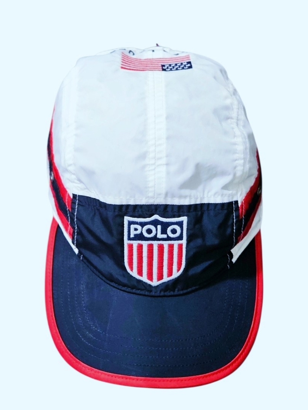 Ralph Lauren White Navy Red Flag Cap